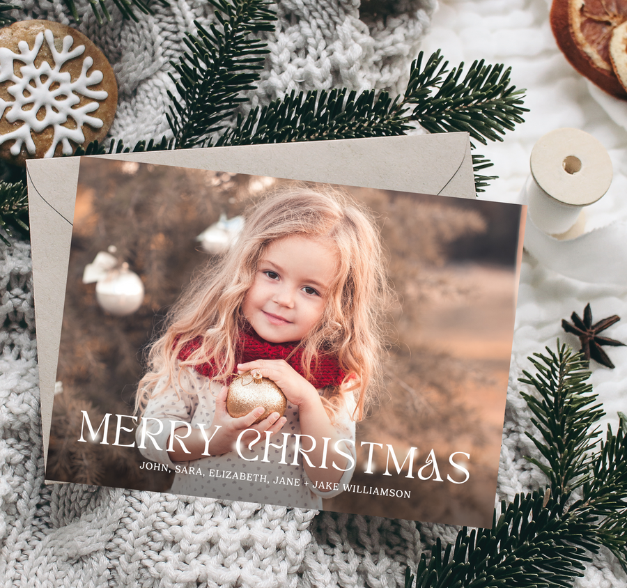 Merry Christmas Sparkle Overlay Christmas Card Template - TNPC160