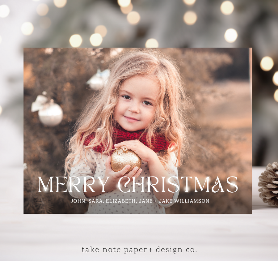 Merry Christmas Sparkle Overlay Christmas Card Template - TNPC160