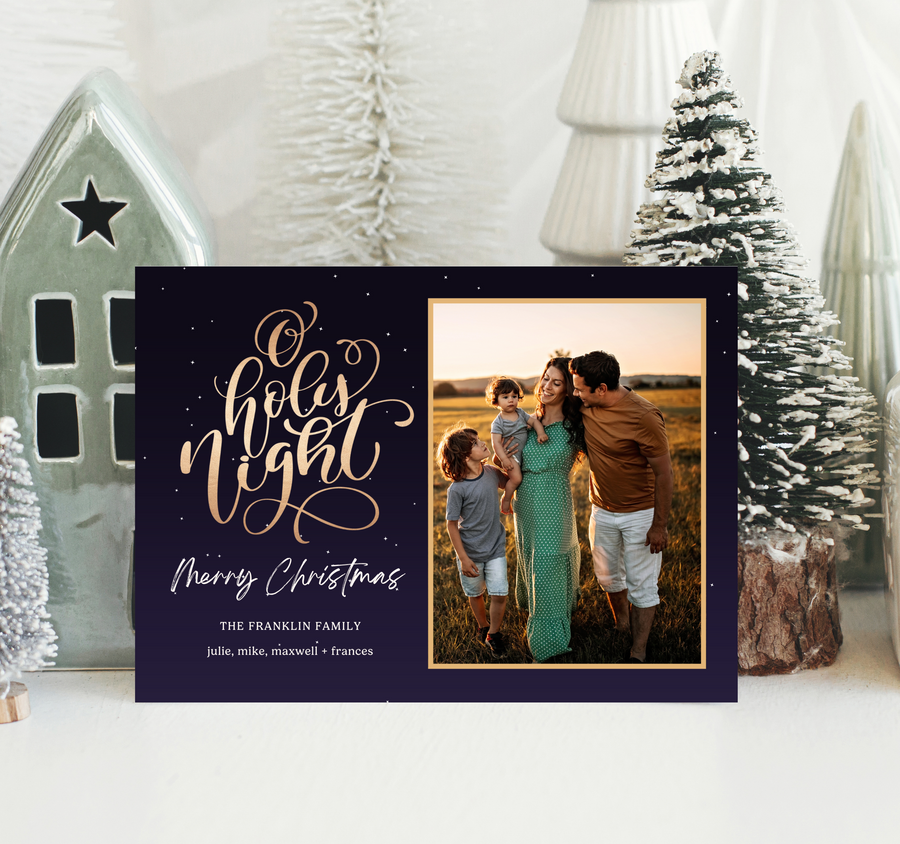 O Holy Night Night Sky Christmas Card Template for Canva - TNPC162