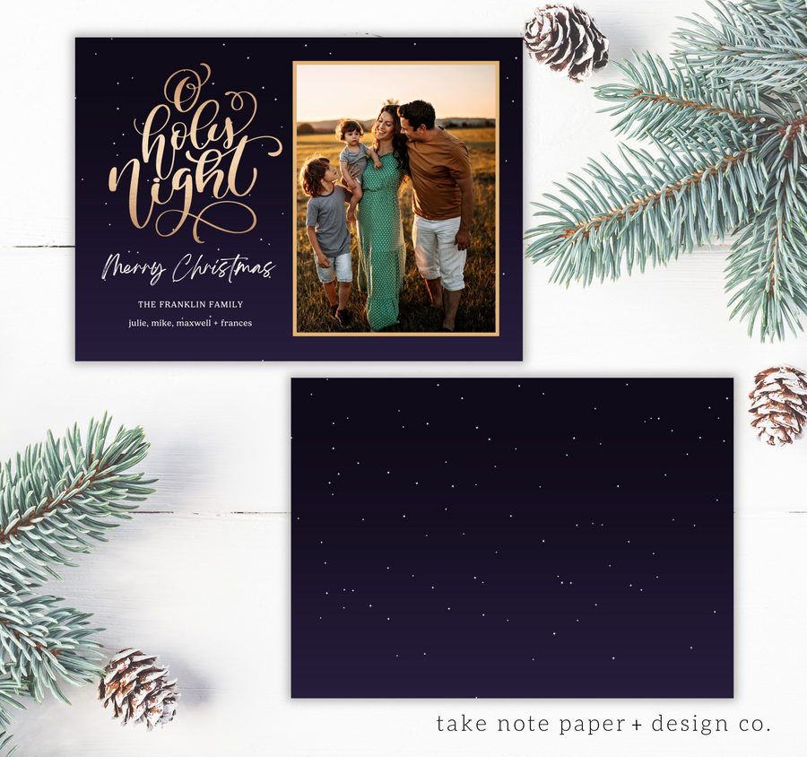 O Holy Night Night Sky Christmas Card Template for Canva - TNPC162