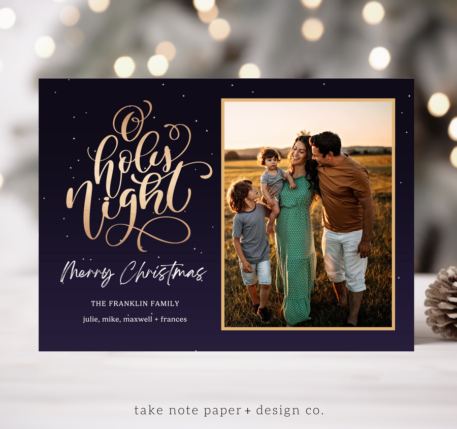 O Holy Night Night Sky Christmas Card Template for Canva - TNPC162