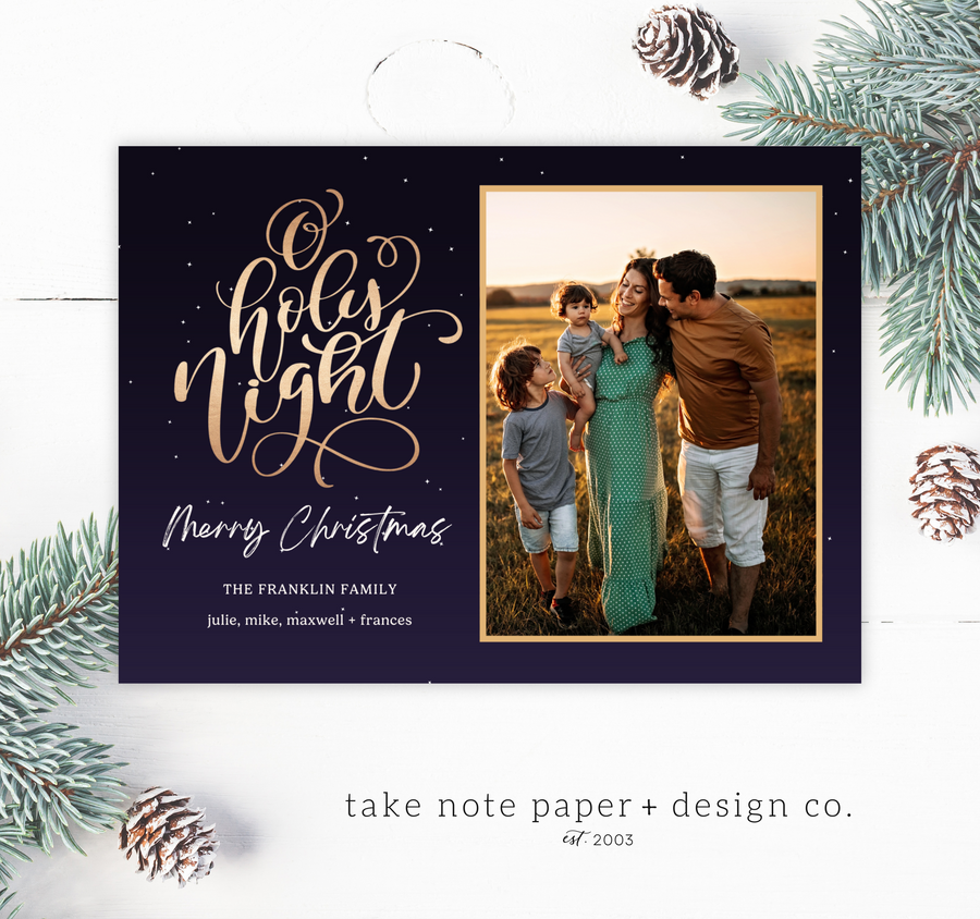 O Holy Night Night Sky Christmas Card Template for Canva - TNPC162