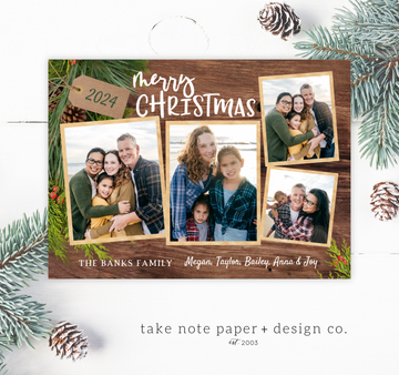 Rustic Tag Christmas Card Template for Canva - TNPC169