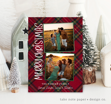 Festive Plaid Christmas Card Template for Canva - TNPC170