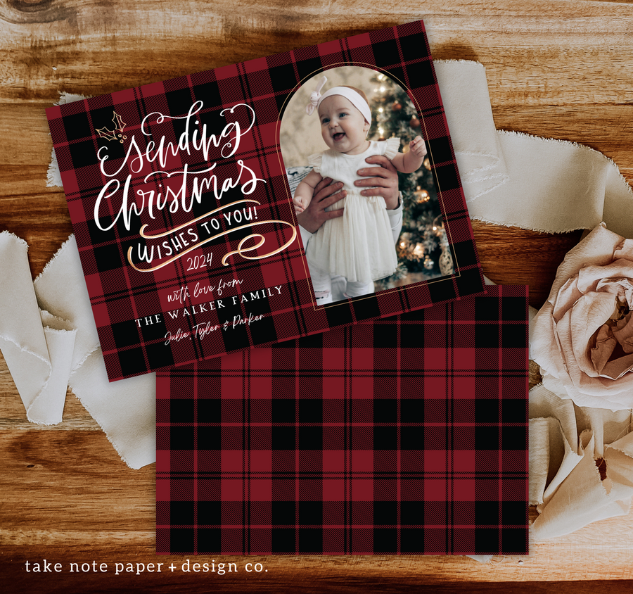 Sending Wishes Arch Christmas Card Template for Canva - TNPC171