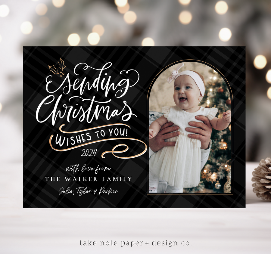 Sending Wishes Arch Christmas Card Template for Canva - TNPC171