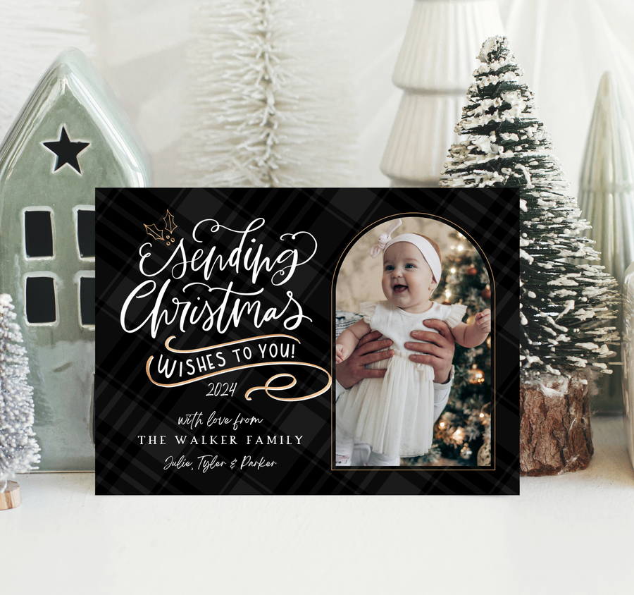 Sending Wishes Arch Christmas Card Template for Canva - TNPC171