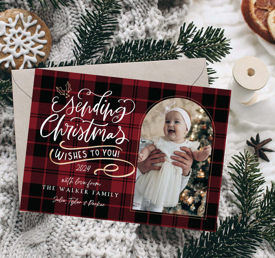 Sending Wishes Arch Christmas Card Template for Canva - TNPC171