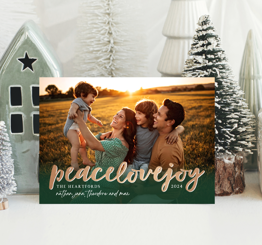 Peace Love Joy Christmas Card Template for Canva - TNPC172