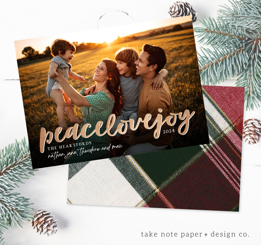 Peace Love Joy Christmas Card Template for Canva - TNPC172