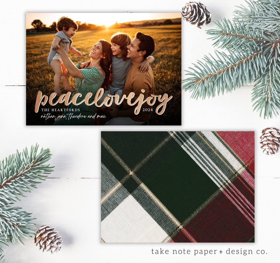 Peace Love Joy Christmas Card Template for Canva - TNPC172