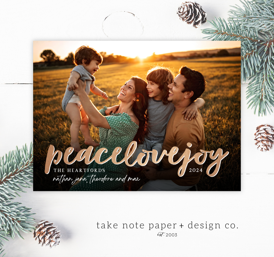 Peace Love Joy Christmas Card Template for Canva - TNPC172