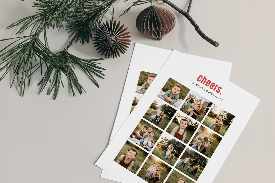 Cheers Photo Collage New Year Card Template for Canva - NG30