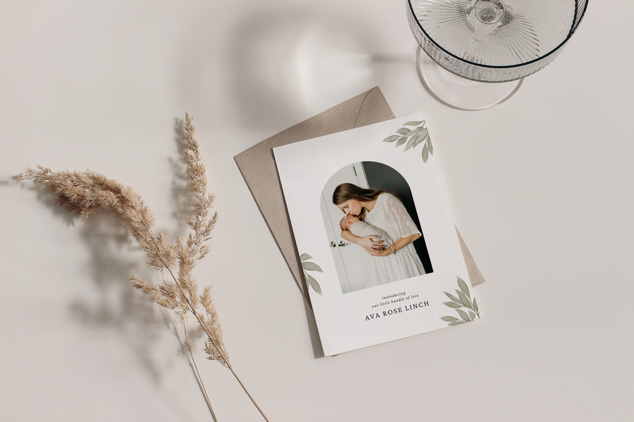 Newborn Announcement with Arch Template for Canva - NG36