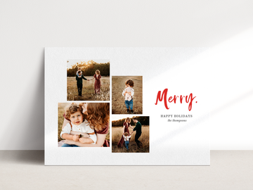 Red Merry Christmas Card Template for Canva - NG16