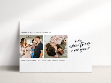 New Adventures New Year Card Photo Collage Card Template for Canva - NG27