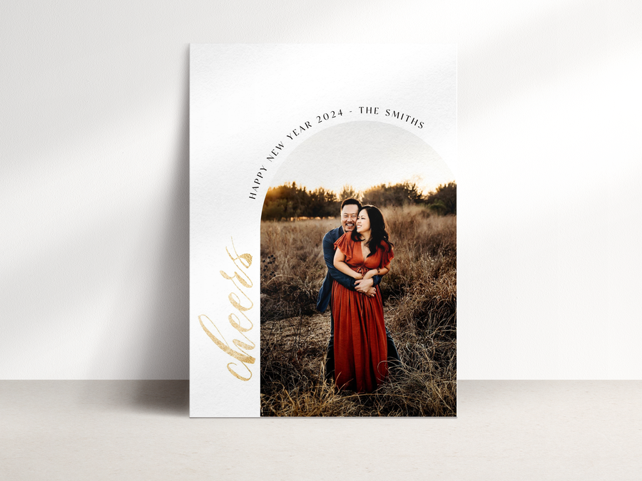 Minimalist Photo Arch New Year Card Template for Canva - NG28