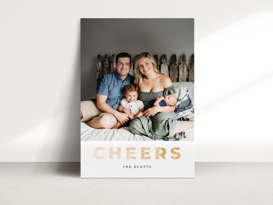 Cheers Minimalist New Year Photo Card Template for Canva - NG29