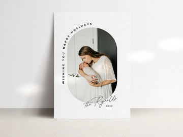 Elegant Oval Arch Christmas Card Template for Canva - NG21