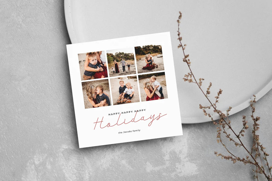 Happy Holidays Photo Collage Christmas Card Template for Canva - NG24