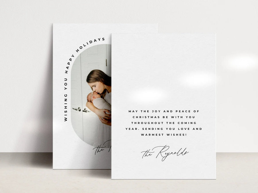 Elegant Oval Arch Christmas Card Template for Canva - NG21