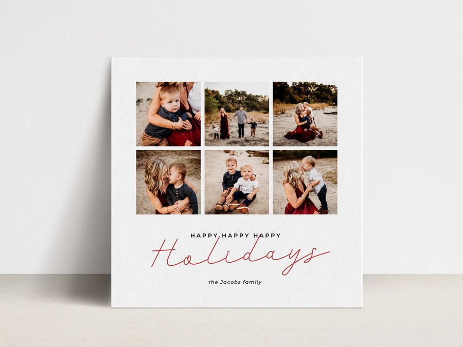 Happy Holidays Photo Collage Christmas Card Template for Canva - NG24