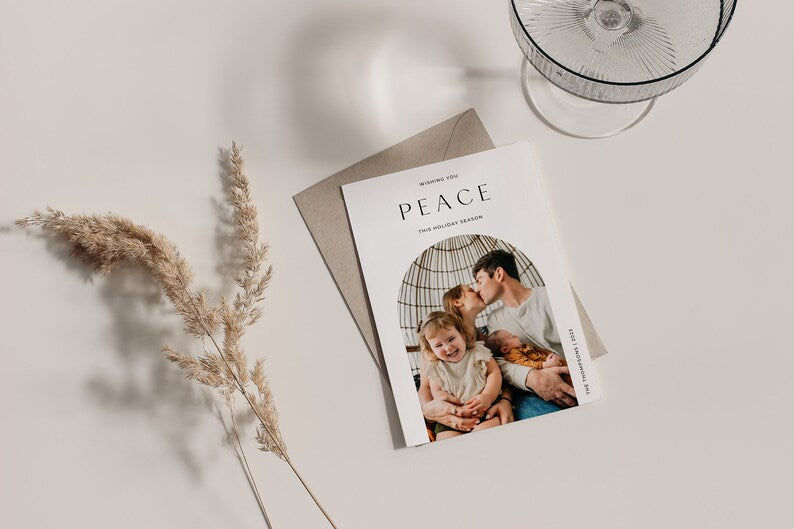 Peace Family Arch Photo Christmas Card Template for Canva - NG23