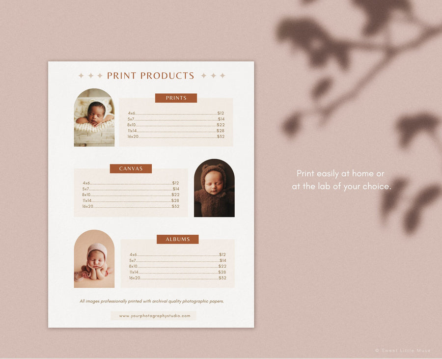 Price List Template for Photography Business for Canva - SLM68