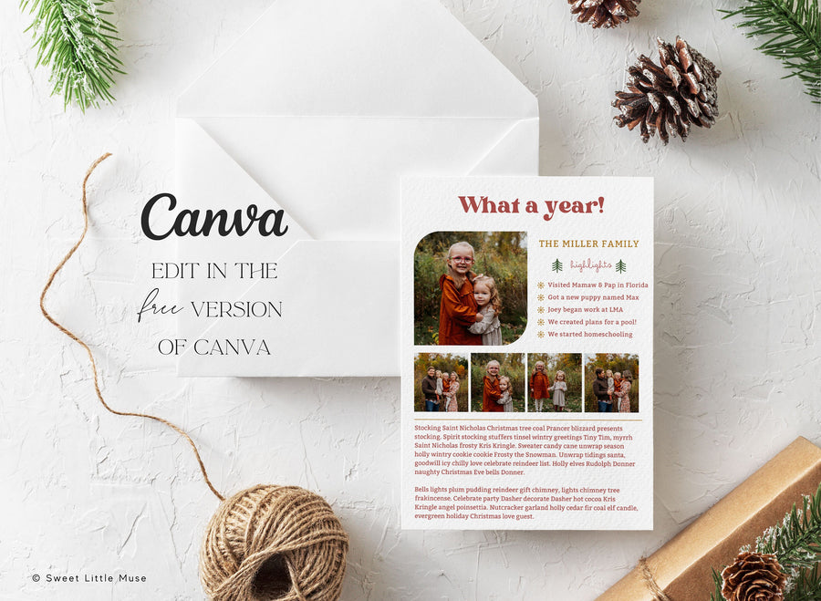 Year in Review Christmas Card Template for Canva - SLM04