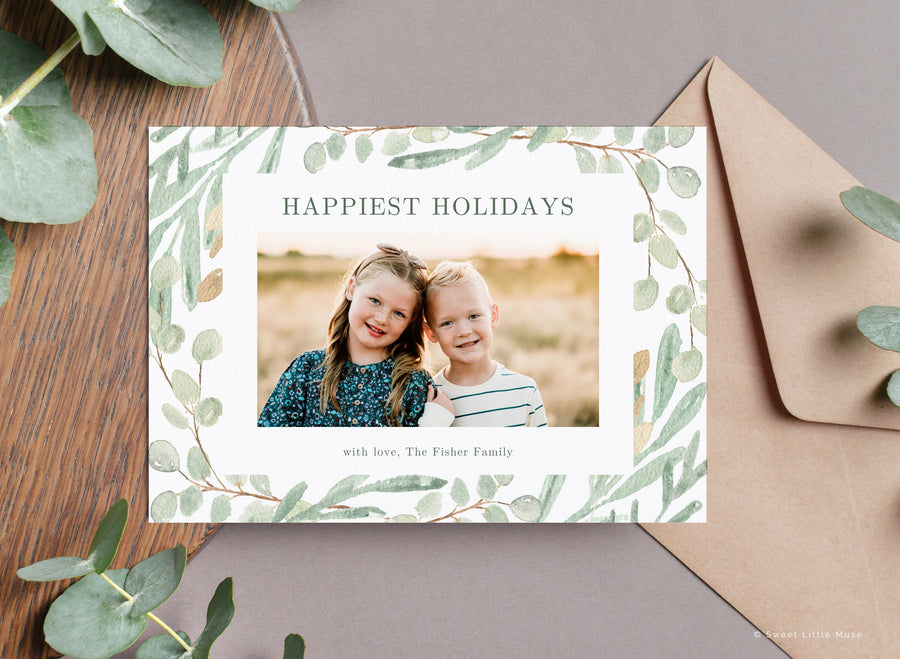 Organic Christmas Card Template for Canva - SLM26