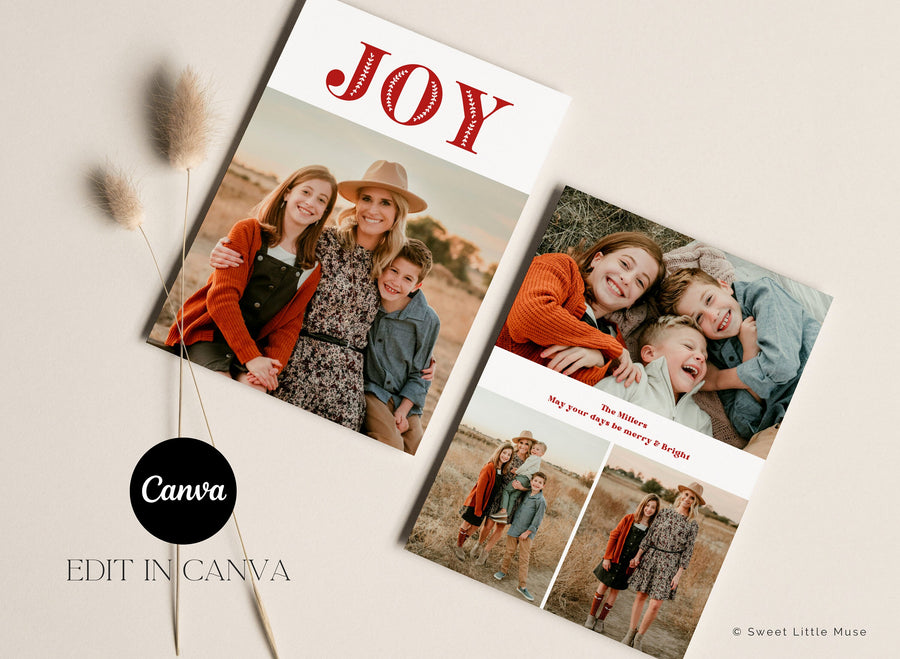 Retro Christmas Card Template for Canva - SLM18