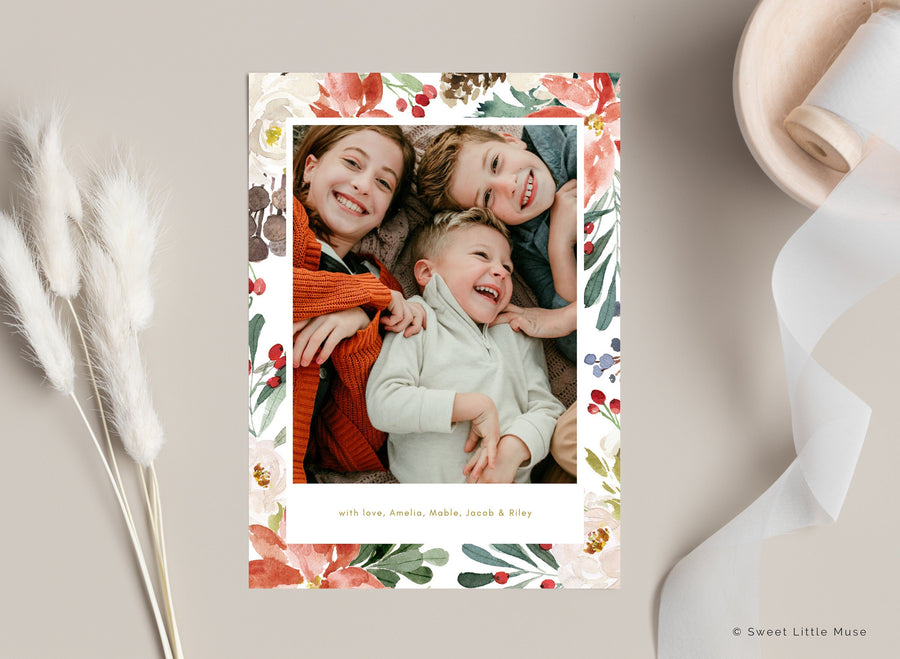 Watercolor Christmas Card Template for Canva - SLM11