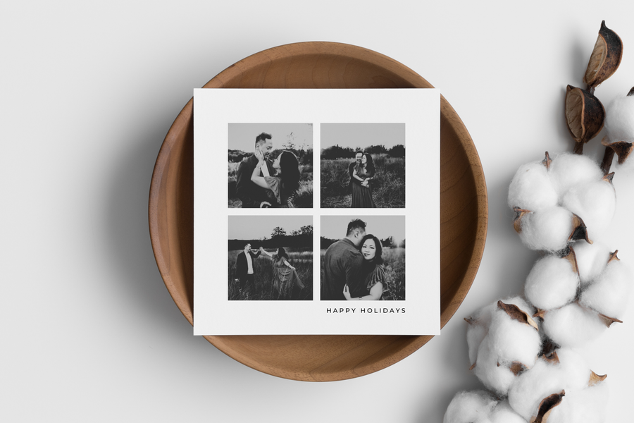 4 Photo Collage Holiday Card Template for Canva - NG17