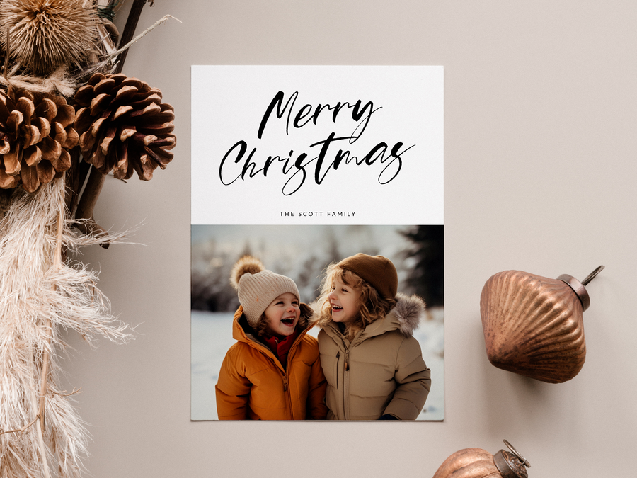 Merry Christmas Hand Script Card Template for Canva - NG15