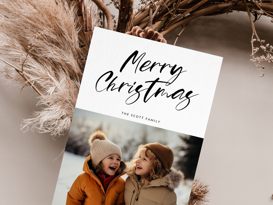 Merry Christmas Hand Script Card Template for Canva - NG15