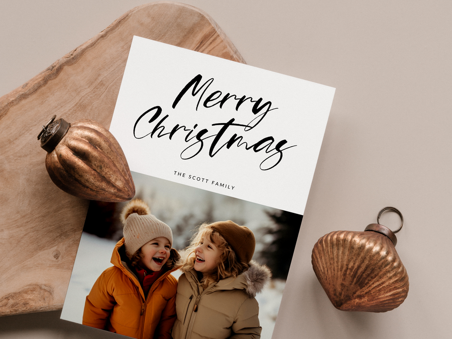 Merry Christmas Hand Script Card Template for Canva - NG15