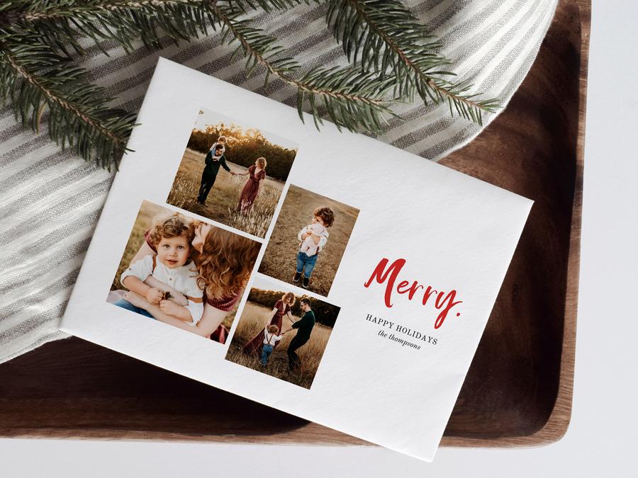 Red Merry Christmas Card Template for Canva - NG16