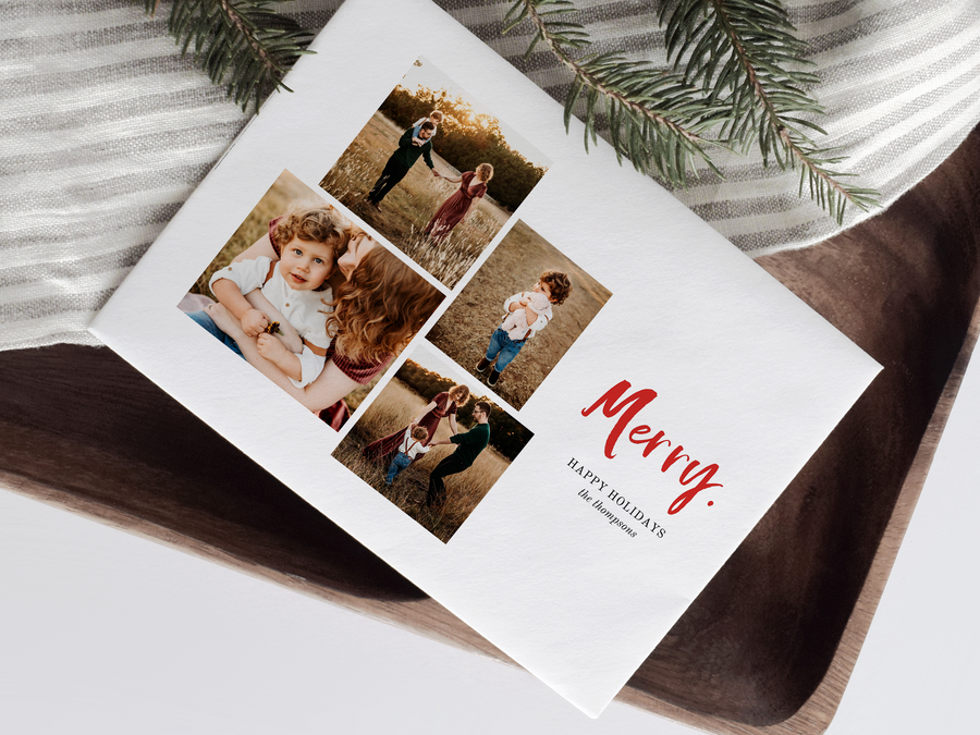 Red Merry Christmas Card Template for Canva - NG16