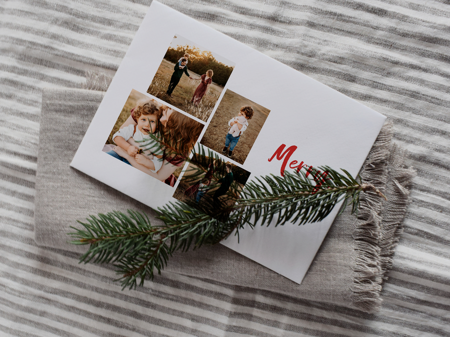 Red Merry Christmas Card Template for Canva - NG16