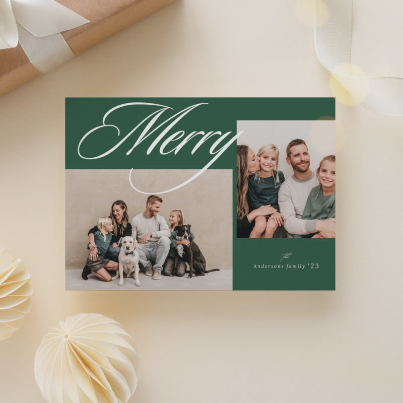 Collage Christmas Card Template, Merry Christmas Photo Card, Holiday card template, 5x7 Photoshop and Canva template for Family Photography - CD491