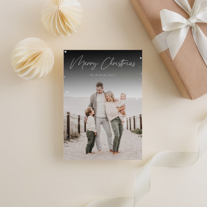 Family Christmas Card Template, Printable Merry Christmas Photo Card Canva Template, Holiday Card Template, 5x7 Photoshop Holiday Photo Card - CD494