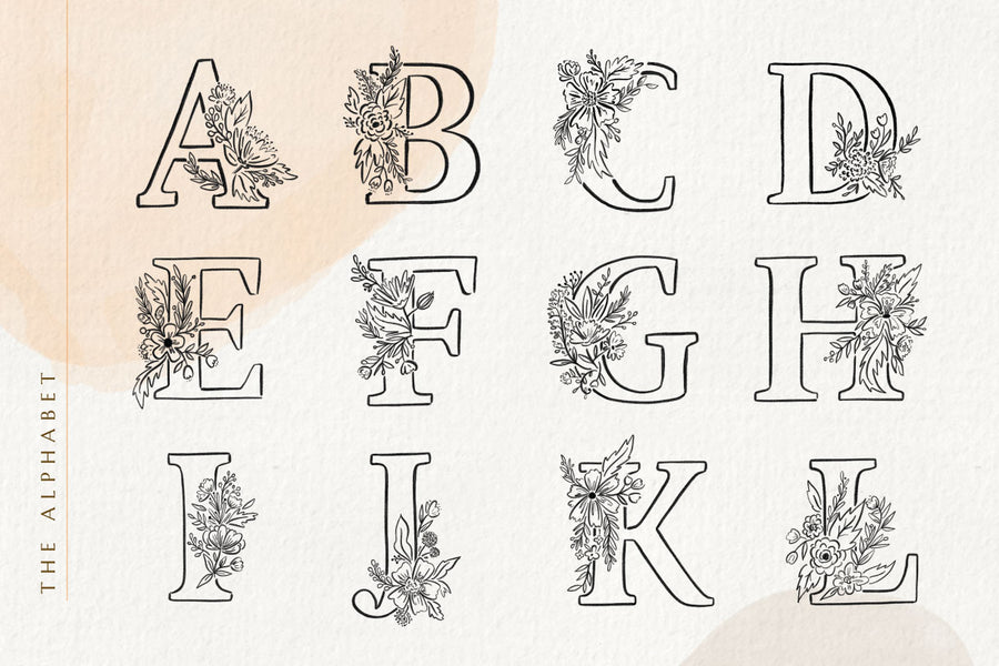 Floralia Botanic Alphabet Font + Illustrations