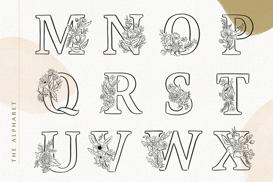 Floralia Botanic Alphabet Font + Illustrations