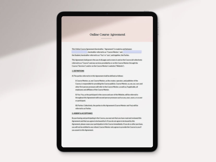 Online Course Agreement