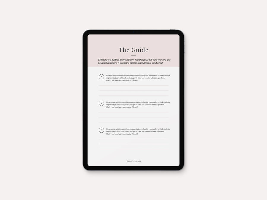 Questionnaire Guide Template