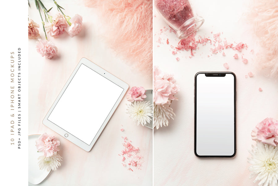 Carnation Blush Screen Mockups Collection | 10 Stock Images