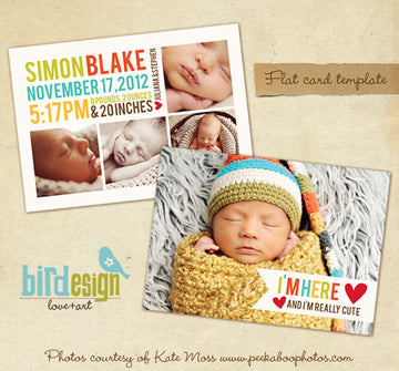 PSD digital template birth announcement