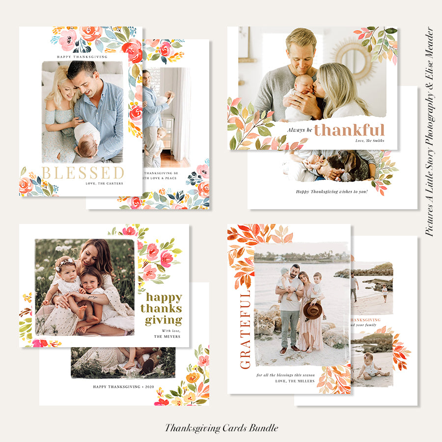 Thanksgiving Photocard Templates Bundle | Thankful Set