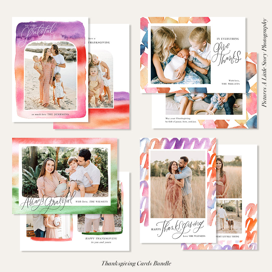 Thanksgiving Photocard Templates Bundle | Watercolor Cubes