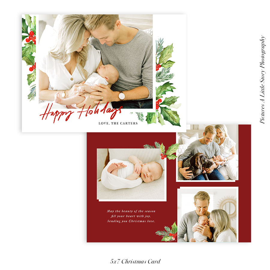 Christmas Photocard Template | Winter Greens